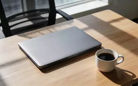 Ein minimalistischer, ruhiger Arbeitsplatz mit einem geschlossenen Laptop und einer Tasse Kaffee in natürlichem Licht. - Foto: über boerse-global.de