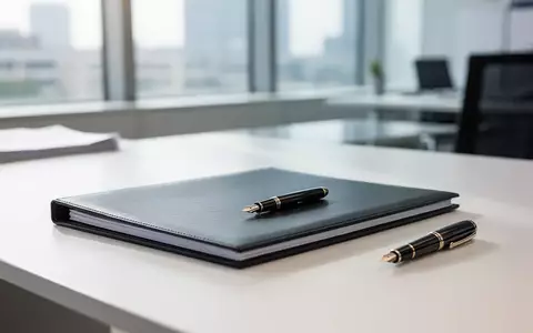 Ein professioneller Schreibtisch in einem modernen Büro mit Aktenordner und Füllfederhalter als Symbol für arbeitsrechtliche Prozesse. - Foto: über boerse-global.de