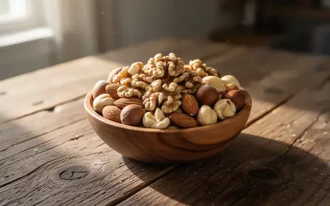 Eine Schale mit verschiedenen naturbelassenen Nüssen auf einem Holztisch bei natürlichem Licht. - Foto: über boerse-global.de