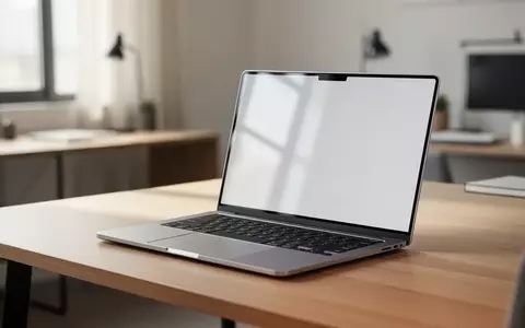 Ein schlankes, silbernes 16-Zoll-Notebook auf einem minimalistischen Schreibtisch in einem modernen Büro bei Tageslicht. - Foto: über boerse-global.de