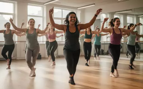 Eine Gruppe von Frauen bei einem strukturierten Tanzkurs in einem hellen, modernen Sportstudio. - Foto: über boerse-global.de