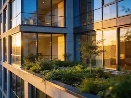 Modernes Wohngebäude bei Sonnenuntergang mit Glasfassade und architektonischem Fokus auf hochwertigen Immobilienbau. - Foto: über boerse-global.de