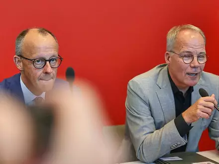 Friedrich Merz und Matthias Miersch (Archiv) - Foto: via dts Nachrichtenagentur