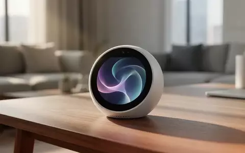 Ein minimalistisches Smart-Home-Display auf einem Holztisch in einem modern eingerichteten, hellen Wohnzimmer. - Foto: über boerse-global.de