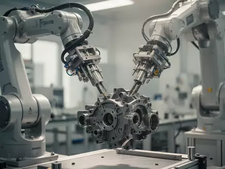 Ein hochmoderner Roboterarm in einem Forschungslabor bei der präzisen Arbeit an einem technischen Bauteil. - Foto: über boerse-global.de