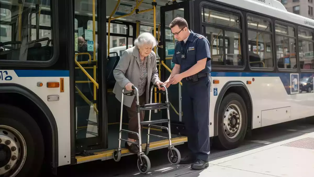Rollator-Training in Oberhausen: Senioren üben Busfahren mit Gehhilfe