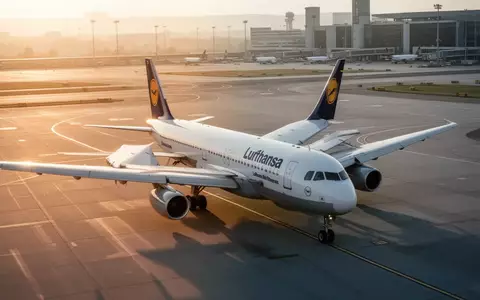 Ein Lufthansa-Flugzeug rollt bei Sonnenuntergang über das Rollfeld eines Flughafens. - Foto: über boerse-global.de
