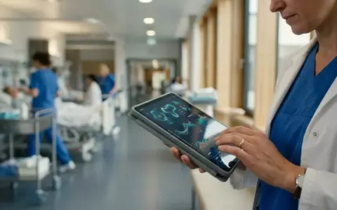 Ein Arzt in einer Klinik betrachtet medizinische Daten auf einem Tablet zur Risikoanalyse von Stoffwechselparametern. - Foto: über boerse-global.de