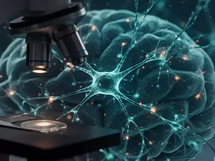 Nahaufnahme einer mikroskopischen Darstellung von neuronalen Netzwerken in einem Gehirngewebe unter Laborbedingungen. - Foto: über boerse-global.de