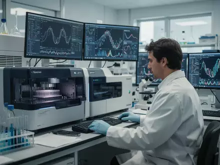 Wissenschaftler bei der Arbeit in einem modernen Genetik-Labor während einer Datenanalyse. - Foto: über boerse-global.de