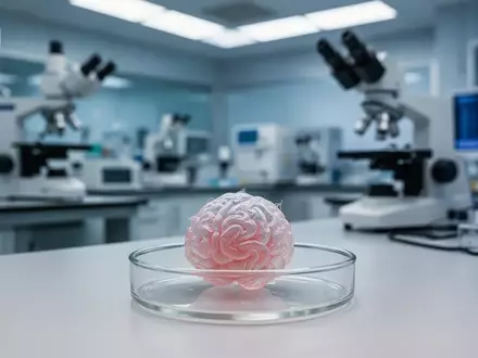 Ein Labor-Hirnorganoid in einer Petrischale unter sterilen Bedingungen für wissenschaftliche Altersforschung. - Foto: über boerse-global.de