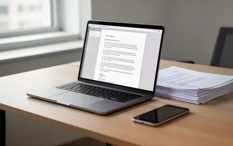 Ein moderner, aufgeräumter Arbeitsplatz mit einem Laptop, auf dem ein hochwertiges digitales Dokument zu sehen ist. - Foto: über boerse-global.de