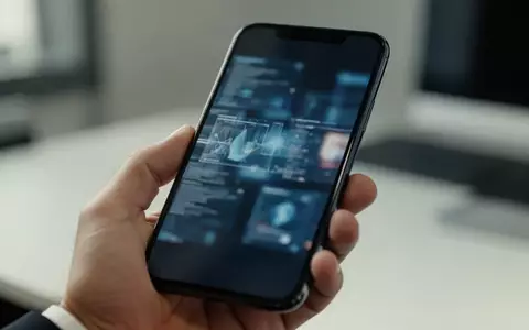 Nahaufnahme eines modernen Smartphones in einer Hand, das im Hintergrund in einer neutralen Umgebung gehalten wird. - Foto: über boerse-global.de
