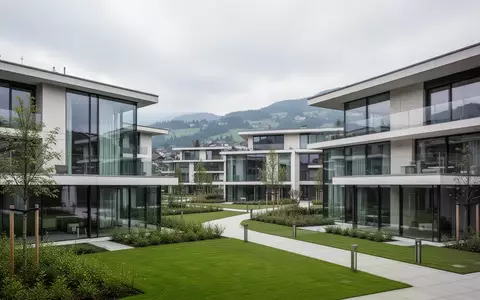Moderne Wohnarchitektur in der Schweiz vor einem bewölkten Himmel. - Foto: über boerse-global.de