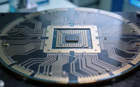 Ein moderner Silizium-Wafer mit komplexen Mikrochip-Strukturen auf einer Werkbank in einem Reinraum. - Foto: über boerse-global.de