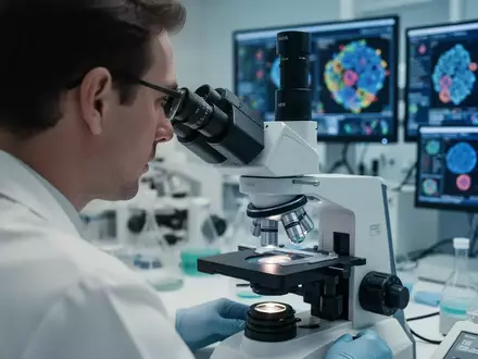 Wissenschaftler bei der mikroskopischen Untersuchung von Zellproben in einem modernen Forschungslabor. - Foto: über boerse-global.de