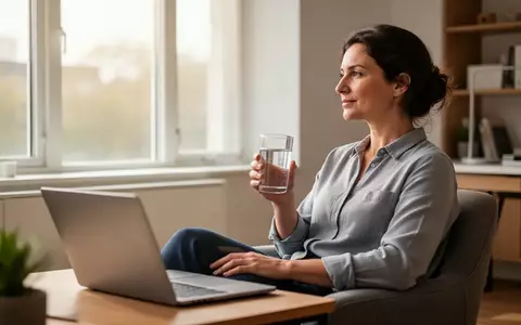 Eine Person macht in einem hellen Homeoffice eine bewusste Pause zur Erholung und Selbstfürsorge. - Foto: über boerse-global.de