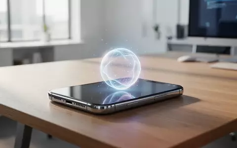 Ein modernes Smartphone auf einem Schreibtisch mit einem leuchtenden KI-Interface auf dem Display. - Foto: über boerse-global.de