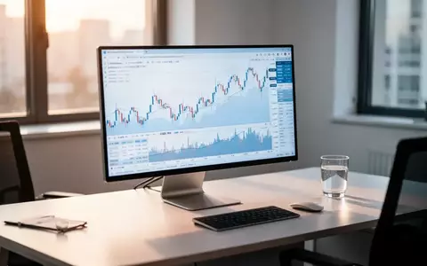 Ein moderner Trading-Arbeitsplatz mit einem Monitor, der Finanz-Charts anzeigt, in einer ruhigen Büroatmosphäre. - Foto: über boerse-global.de