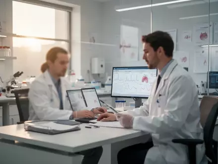 Ein Arzt in einem modernen medizinischen Umfeld bei der Auswertung klinischer Daten zur Therapie bei Bluterkrankungen. - Foto: über boerse-global.de