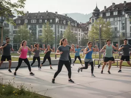 Menschen beim Sport in einem modernen öffentlichen Park in einer städtischen Umgebung. - Foto: über boerse-global.de