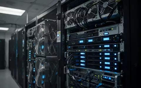 Moderne Server-Infrastruktur in einem Rechenzentrum mit blauer Beleuchtung. - Foto: über boerse-global.de