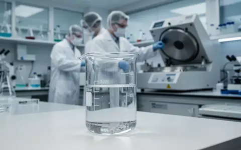 Ein modernes Biotechnologie-Labor mit Laborgeräten und einem Glasbecher mit einer Wirkstofflösung auf einem Labortisch. - Foto: über boerse-global.de
