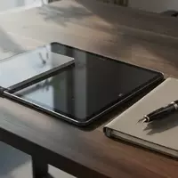 Ein minimalistischer Schreibtisch mit einem digitalen Tablet und einem Planer in einer modernen Büroumgebung. - Foto: über boerse-global.de