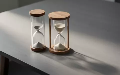 Eine Sanduhr auf einem hölzernen Schreibtisch symbolisiert die Bedeutung der kognitiven Gesundheit im mittleren Lebensalter. - Foto: über boerse-global.de