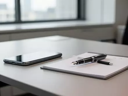 Ein minimalistischer, moderner Schreibtisch in einem Finanzbüro mit natürlichem Tageslicht. - Foto: über boerse-global.de