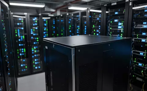 Ein moderner Serverraum mit leuchtenden Statusanzeigen an den Serverschränken in einer industriellen Umgebung. - Foto: über boerse-global.de