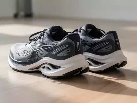 Ein Paar ergonomische Sportschuhe auf einem hellen Holzboden in einem sonnendurchfluteten Raum. - Foto: über boerse-global.de