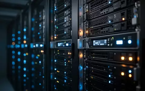 Dunkler Serverraum mit leuchtenden Status-LEDs an Hardware-Racks als Symbol für Datensicherheit und Cyberangriffe. - Foto: über boerse-global.de