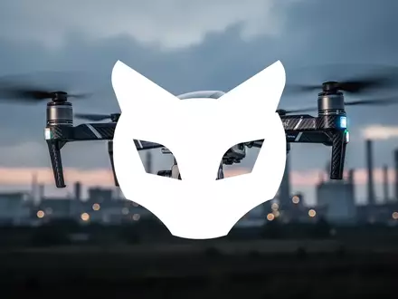 Hochmoderne Drohne im Flug vor einer industriellen Kulisse bei Morgendämmerung. - Foto: über boerse-global.de