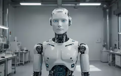 Der Kopf und Oberkörper eines modernen, vollelektrischen humanoiden Roboters in einer industriellen Laborumgebung. - Foto: über boerse-global.de