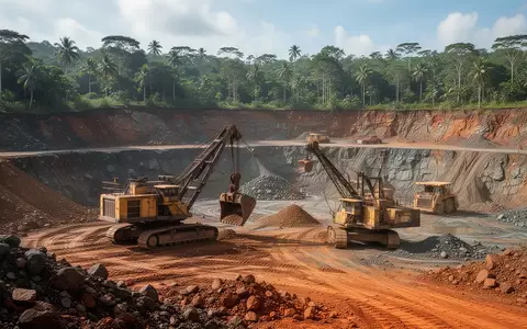 Goldminenbetrieb mit schwerem Gerät in einer tropischen Landschaft bei Tageslicht. - Foto: über boerse-global.de