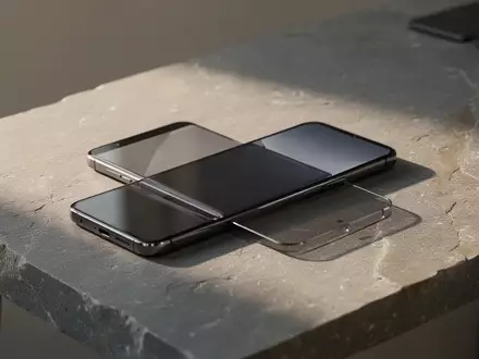 Ein hochwertiges Smartphone liegt auf einer strukturierten Steinoberfläche in natürlichem Licht. - Foto: über boerse-global.de