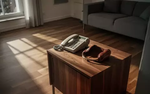 Ein leeres Wohnzimmer mit einem alten Festnetztelefon auf einem Beistelltisch vor einem Fenster. - Foto: über boerse-global.de