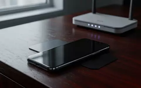Ein Smartphone mit schwarzem Display auf einem dunklen Bürotisch als Symbol für digitale Sicherheitsrisiken. - Foto: über boerse-global.de