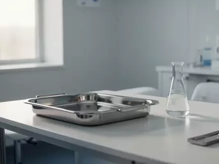 Ein steriler, modern eingerichteter medizinischer Untersuchungsraum mit einem klinischen Instrumententablett auf einem Tisch. - Foto: über boerse-global.de