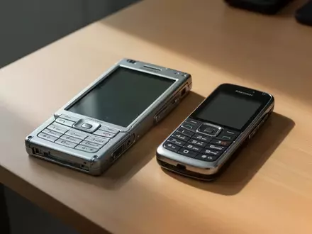 Ein historischer PDA und ein frühes Smartphone der 2000er-Jahre liegen auf einem minimalistischen Schreibtisch. - Foto: über boerse-global.de