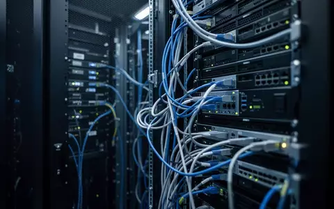 Moderne Serverräume mit dunklen Serverschränken und Netzwerkkabeln in einer professionellen IT-Infrastruktur. - Foto: über boerse-global.de