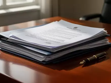 Stapel von rechtlichen Dokumenten und Aktenordnern auf einem Schreibtisch in einem hellen Büro. - Foto: über boerse-global.de