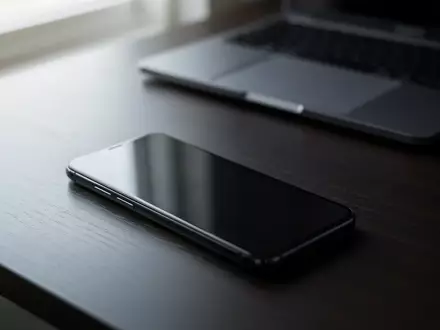Ein dunkles Smartphone liegt auf einem Schreibtisch als Symbol für mobile Sicherheitsrisiken und Cyberkriminalität. - Foto: über boerse-global.de