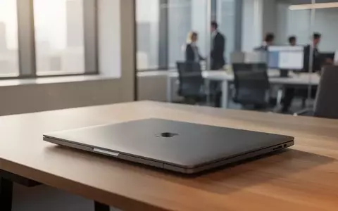 Ein moderner, minimalistischer Arbeitsplatz mit einem geschlossenen Laptop auf einem Holztisch in einer hellen Büroumgebung. - Foto: über boerse-global.de