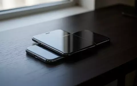 Ein Smartphone auf einem dunklen Holztisch mit ausgeschaltetem Bildschirm in einer modernen, minimalistischen Umgebung. - Foto: über boerse-global.de