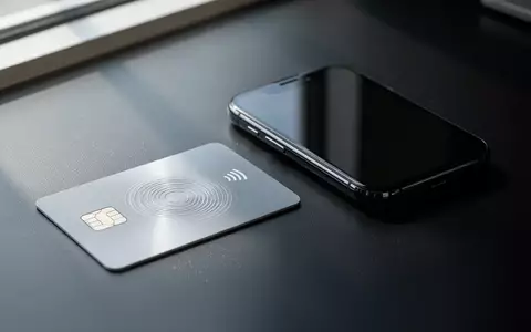 Ein modernes Smartphone liegt neben einer kontaktlosen Kreditkarte auf einem dunklen Schreibtisch. - Foto: über boerse-global.de