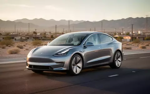Ein autonomes Elektrofahrzeug steht auf einer sonnendurchfluteten Straße in der Wüstenlandschaft bei Las Vegas. - Foto: über boerse-global.de