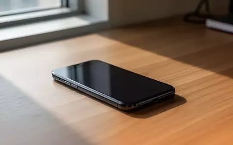 Ein modernes Smartphone liegt mit ausgeschaltetem Display auf einem schlichten Holztisch in einer hellen Büroumgebung. - Foto: über boerse-global.de