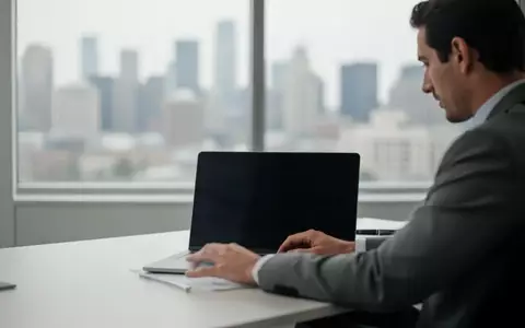 Ein Finanzanalyst arbeitet an einem Laptop in einem modernen, hellen Büro mit Blick auf die Stadt. - Foto: über boerse-global.de